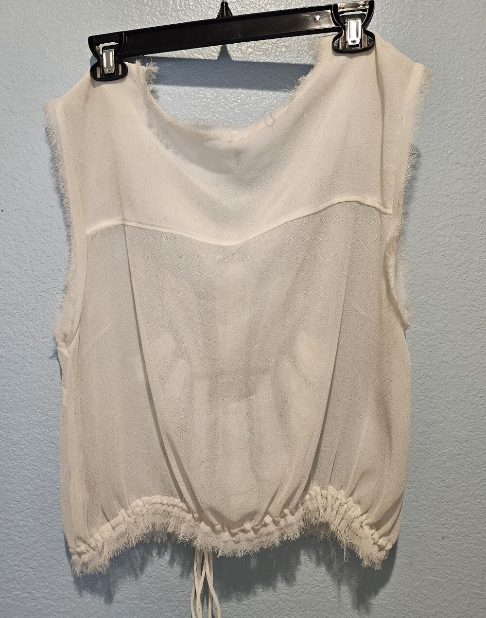 Free People Cream Embroidered V-Neck Sleeveless Top sz Large - Picture 4 of 9